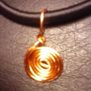 NWT Necklace Handmade Copper Swirl, Black Silky